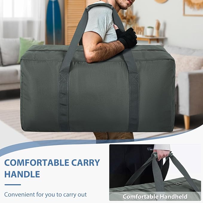 Large Travel Duffle Bag, 102L Gear Bag for Men and Women, Storage Bag Ideal for Overnight Camping and Weekend Getaways, Dark Gray