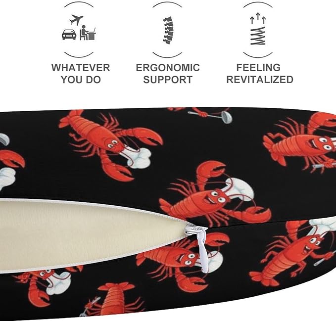 Office Nap Pillow U-Shaped Memory Foam Neck Support, Crawfish Chef U-Shape, Portable Travel Car Home Rest