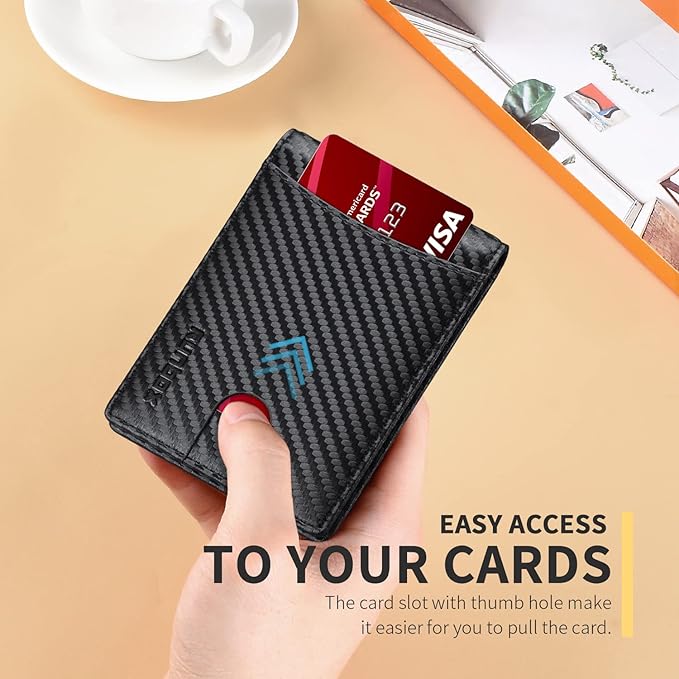 Genuine Leather Slim Wallet for Men RFID Blocking Bifold Minimalist Front Pocket Mens Wallet with Money Clip Thin Gift Box