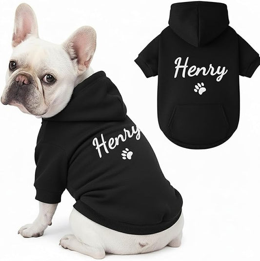 Personalized Name Dog Hoodie, Embroidery Pet Sweaters for Small Dogs, Customized Pet Clothes Warm Winter Outfit for Dogs, Bright Puppy Sweatshirt, Pets Birthday Outfit, Dog Lovers Gifts