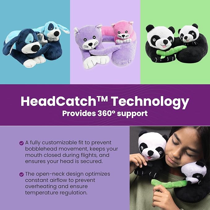 Cabeau Airplane Travel Pillow for Kids – Evolution Kids – Neck Support for Sleeping on Airplanes, Trains, and Cars – Cute, Cozy, and Cuddly Animal Pal for On-The-Go Journeys (Kittens)