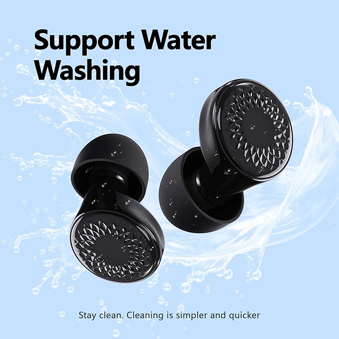 Ear Plugs for Sleeping Noise Cancelling, 45dB for Noise Reduction, Noise-Reducing Earplugs for Sleeping, Concerts, Shooting, Silicone Hearing Protection Earbuds with 8 Eartips (Black, One Size)