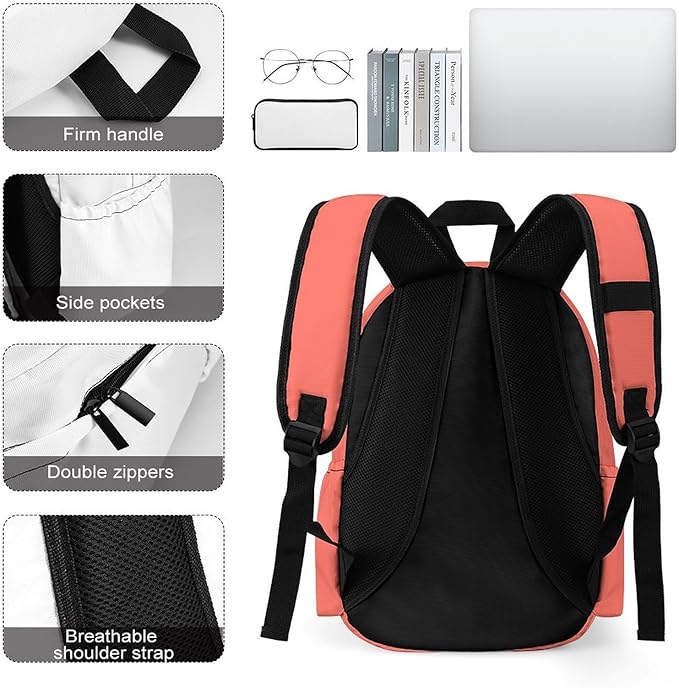 Living Coral Backpack Adult Travel Daybag for Women Men College Backpack for Vacation Hiking Camping Bag