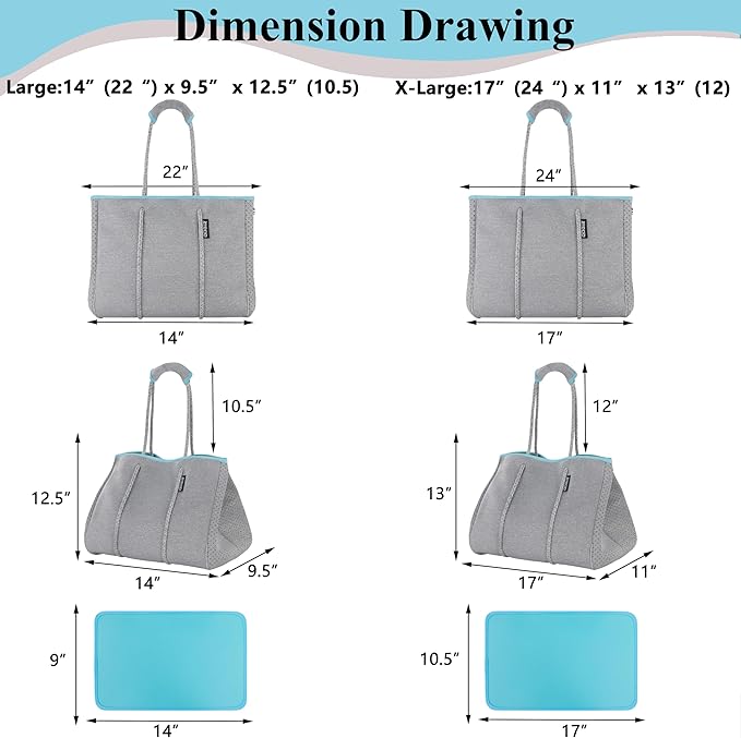 QOGiR Neoprene Multipurpose Beach Bag Tote with Inner Zipper Pocket … … … …