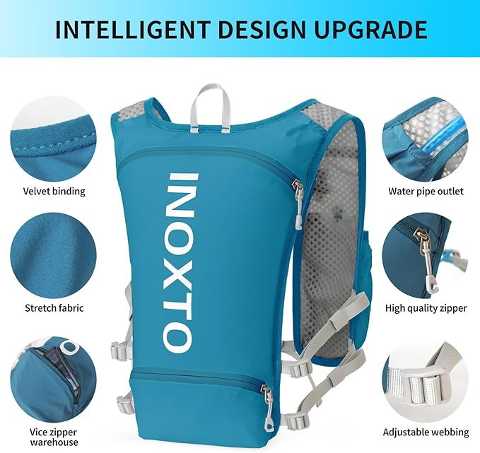 INOXTO Running Hydration Vest Backpack,Lightweight Insulated Pack with 1.5L Water Bladder Bag Daypack for Hiking Trail Running Cycling Race Marathon for Women Men