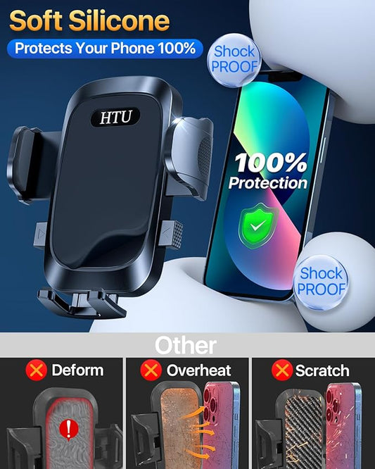 2026 Ultimate Best【True Military-Grade & Safety Cert】Car Phone Holder【Upgraded 5-in-1 & 100+LBS Strongest Suction】360 Rotation Truck Windshield Dashboard Vent Mount Stand for iPhone Android,Deep Black