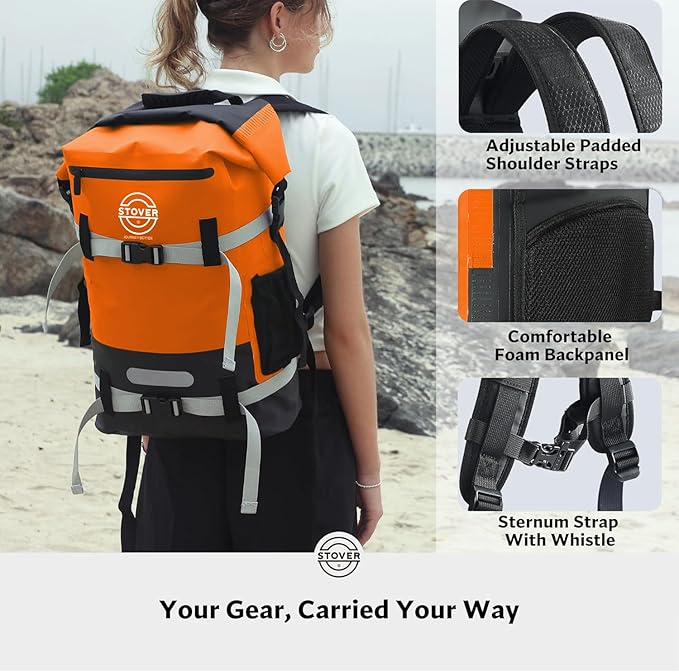 STOVER 5/10/25/30/40/55L Waterproof Dry Bag- Roll-Top Backpack w/Phone Case- Kayaking, Hiking, Camping, Boating- Men/Women