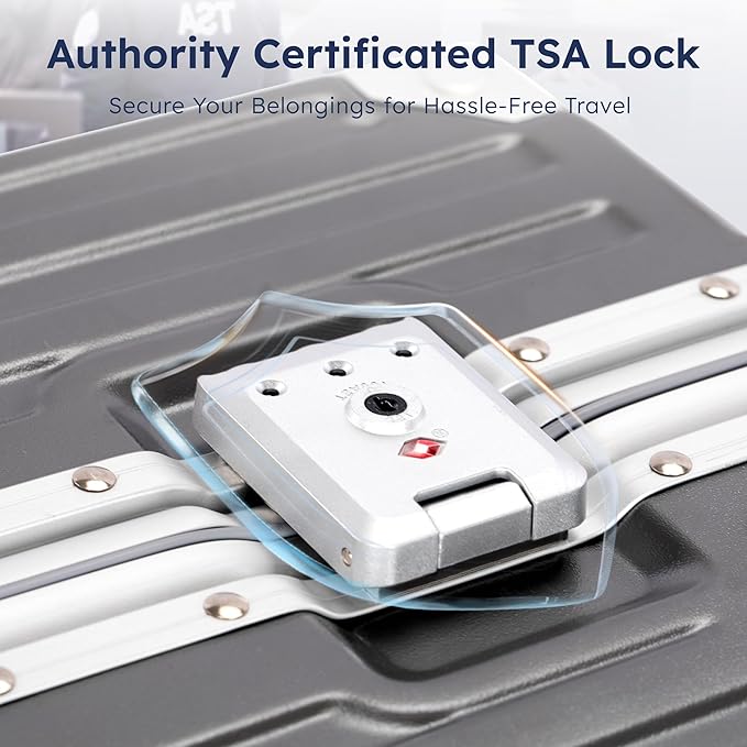 ALPHA CAMP 2 Piece Luggage Sets With Dual Layer Aluminum Frame, TSA Locks, 3-Layer PC 20" Carry-on 24" Checked Lightweight Hardside Zipperless Suitcase Sets, Type-C USB Charging Port, Cup Holder