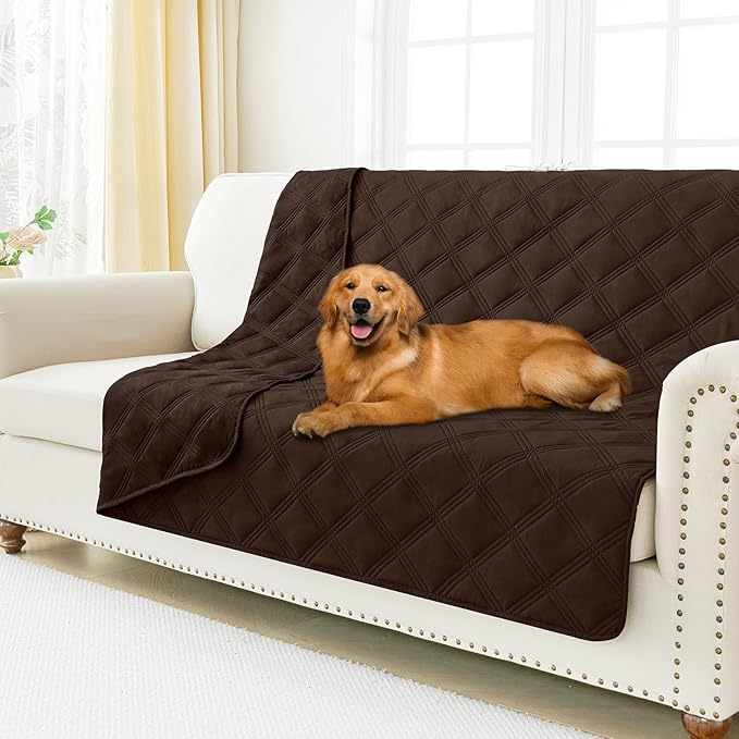 Smiry Waterproof Dog Bed Cover Blanket 68x82, Soft Reversible Pet Blanket, Washable Leakproof Cats Dogs Couch Cover for Sofa, Couch, Furniture, Lattice, Chocolate/Chocolate
