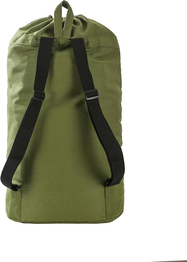 Canvas Laundry bag, Washable Laundry backpack, Adjustable Straps, Large Front Pocket, Drawstring Closure (ARMY GREEN, X-Large)