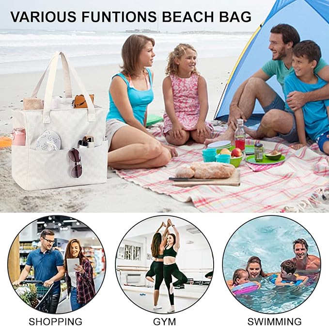 Bluboon Waterproof Beach Tote Pool Bags for Women Ladies Extra Large Carry On Bag With Wet Compartment for Weekender Travel