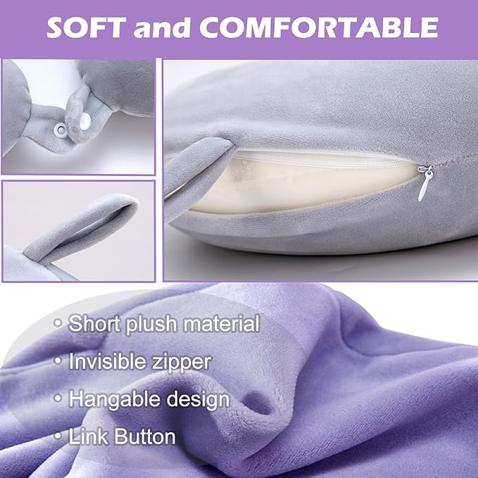 Travel Neck Pillow Cover, Neck Pillow Case, Pure, Soft and Smooh, Airplane Pillow Replacementt Cover Washable (Only Pillow Covers, no Filler)