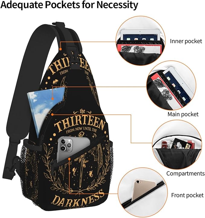 The Thirteen Crossbody Bag Throne Of Glass Trendy Sling Bag Bakpack Casual Chest Bags Daypack For Hiking Walking Travel Running(2)