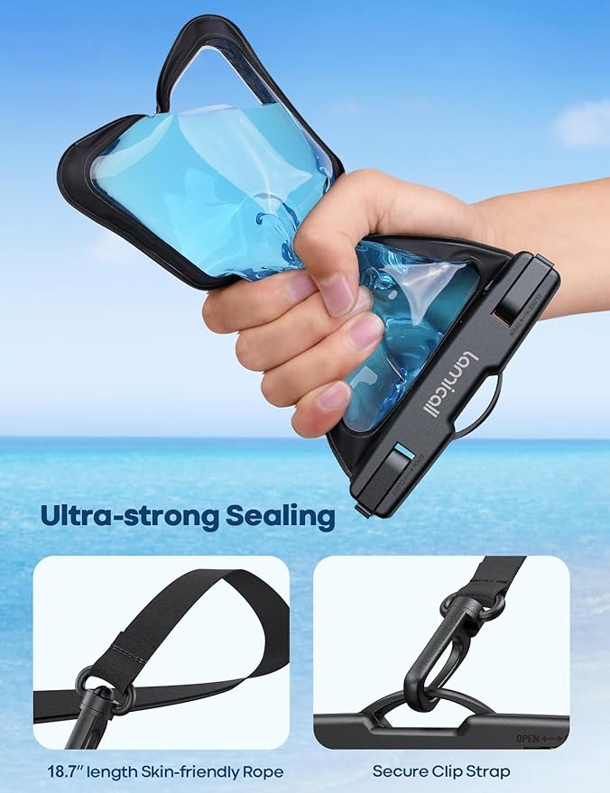 Lamicall 2Packs Waterproof Beach Bags, Vacation Essentials for Wemen Men, Cruise Essentials 2025, Travel Beach Sandproof Ship Accessories, Cute Pink Accessories, Pink&Black