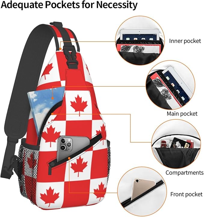 GJXFLSY Canada Flag Pattern Sling Backpack Crossbody Bag Casual Chest Bags Travel Hiking Daypack Shoulder Bag for Women Men