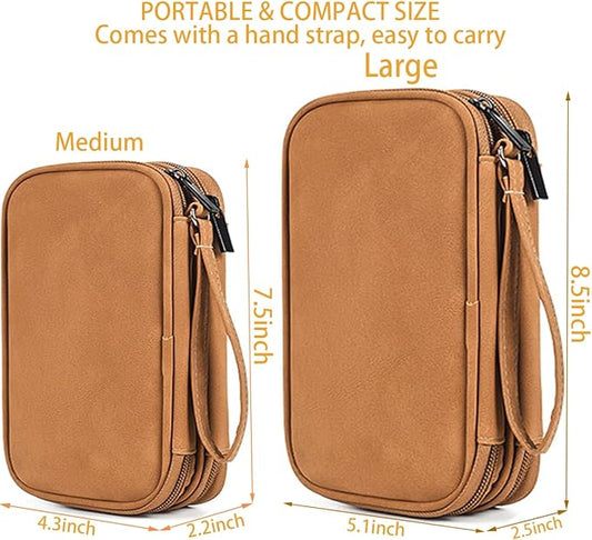 Travel Cable Organizer Pouch Electronic Accessories Carry Case Water Resistant Accessories Organizer Pouch Bag for Cable, Cord, Charger, USB, Phone, Power Bank, Earphone (Brown, Medium)