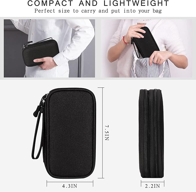 Skycase Electronic Organizer Travel Case - Waterproof Travel Cord Pouches for Organization, Cable Organizer, All-in-One Double Layers Storage Bag for Accessories, Charger, Cable, Black-1