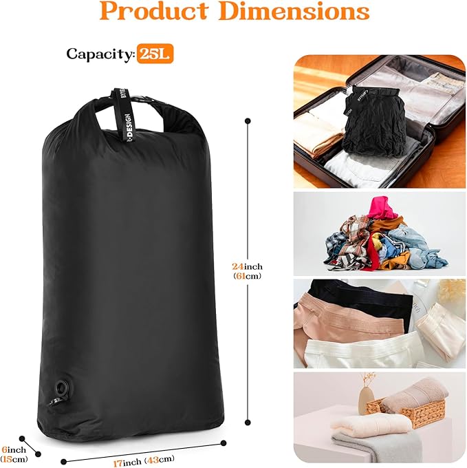 Travel Laundry Bag for Dirty Clothes, Waterproof Travel Compression Bags for Packing, Moisture-resistant Vacuum Storage Bag, Space-Saving Laundry Storage Organizer for Cruise, Swimming, Gym