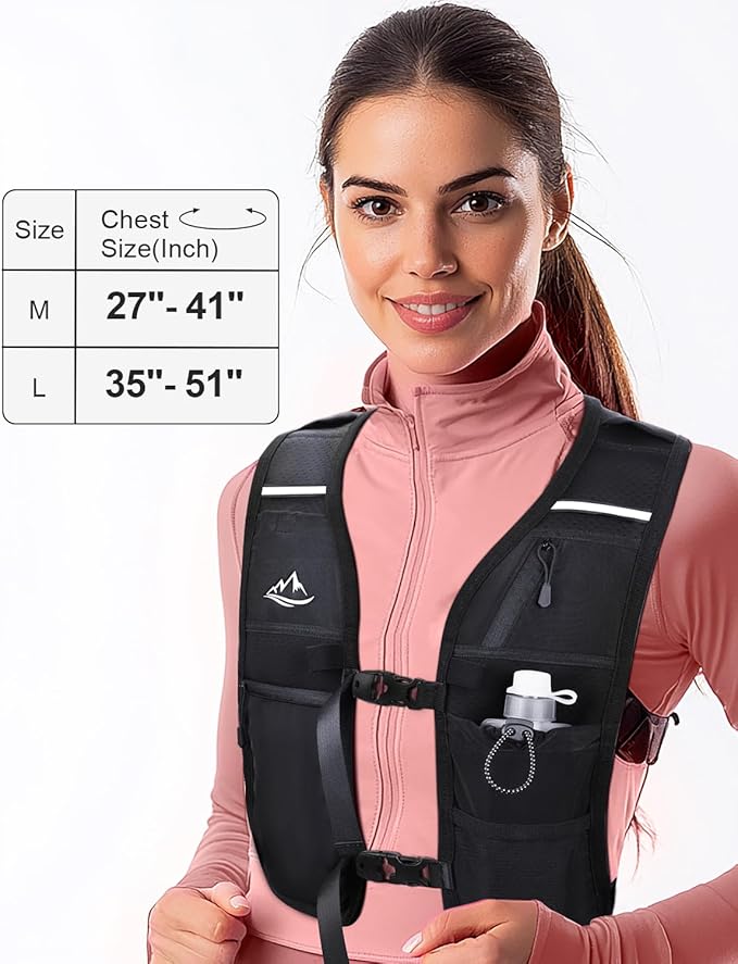 Running Vest for Women Men, Reflective Hydration Vest with Adjustable Waistband & Phone Pocket, Lightweight Breathable Running Water Vest for Jogging Hiking Trail Cycling and Marathon Race