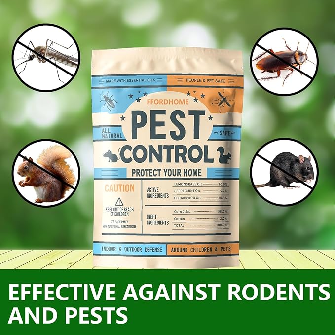 Pest Control Pouches, Rodent Repellent, Mouse Repellents, Peppermint Oil Mice Repellent, Rat Deterrent, Repel Rodents(10Pack)…