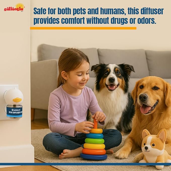 GÜLLÜOGLU Vetnatural Dog Calming Diffuser Plug-in with Natural Pheromone Formula – 60 Day Refill Kit for Dogs, Stress & Anxiety Relief, Indoor Behavior Support