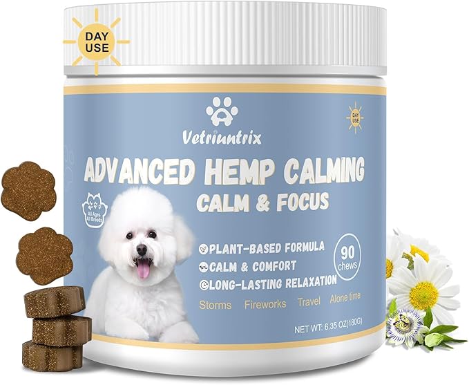 Calming Chews for Dogs, Dog Calming Chews to Help Reduce Stress, Dog Anxiety Relief Soft Chews for Fireworks, Storms, Thunder, Barking, Separation, Emotional Support, 90 Count