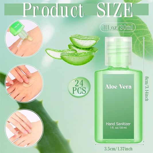 Frienda 24 Pcs Mini Hand Sanitizers Bulk Aloe Vera Refreshing Gel Pocket Scented Hand Sanitizers Travel Size for Christmas Stocking Stuffers Women Men Teacher Nurses Coworker Staff Guest Holiday Gifts