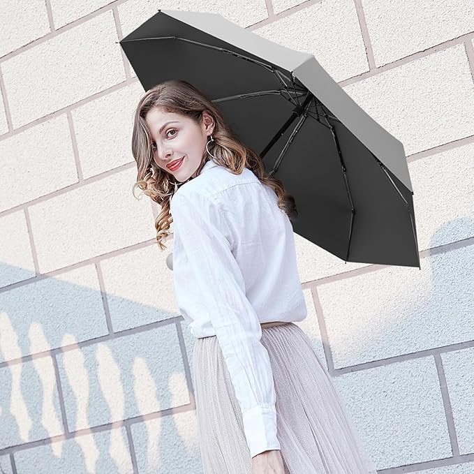 Travel Mini Compact Folding Umbrella with Case - UV Sun & Rain Protection, Lightweight Portable Pocket Umbrella for Women Men Kids, Fits Purse Backpack