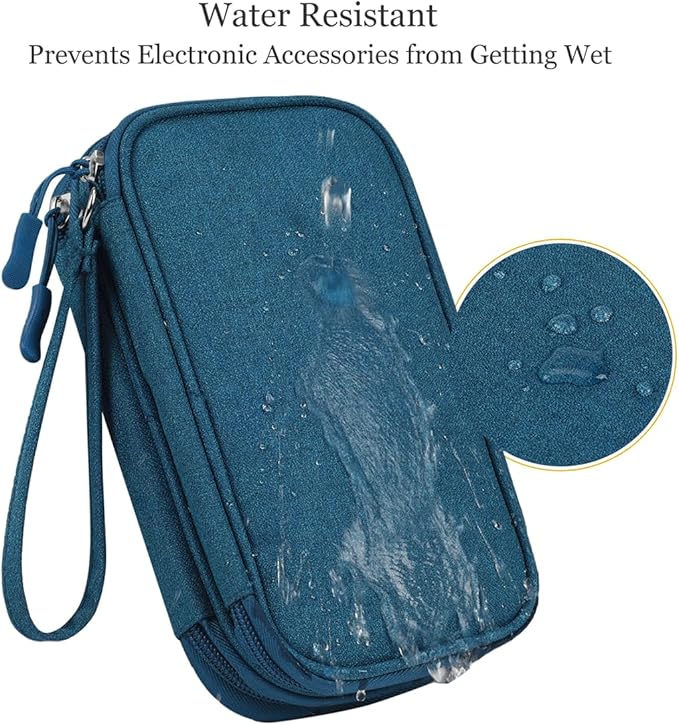 Electronics Organizer Travel Case, Water Resistant Cable Organizer Bag Cord Organizer Pouch for Cable, USB, Charger, Phone, Power Bank, Earphone, Electronics Accessories (Dark Green, Medium)