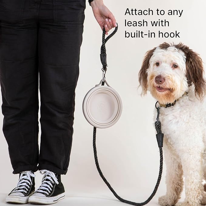 Nomad Large Collapsible Dog Bowl in Sand & Snackpack Double Insulated Treat Pouch in Sand