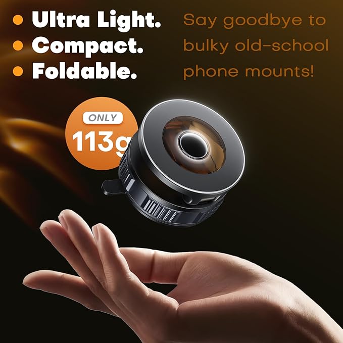 Peerock Car Phone Holder, 360°Adjustable Magnetic Phone Holder for Car, Foldable Suction Cup Phone Mount, Phone Holders for Your Car for iPhone 17/16/15/14/13/12 Series
