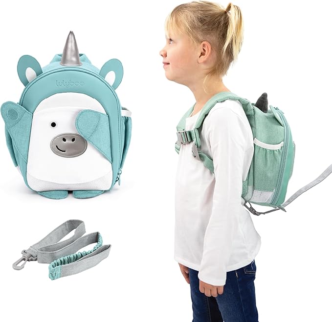 Lulyboo Ultra-Soft Unicorn Toddler Backpack with Detachable Leash & Wrist Tether, Kids Walking Harness with 5 Pockets, Adjustable Child Leash for Ages 1-7, Safety & Fun Travel Gear