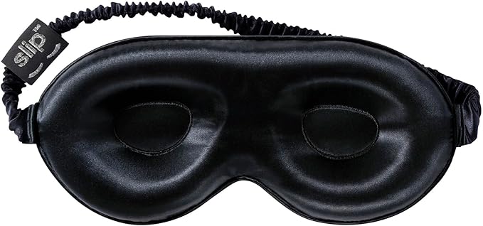 slip Contour Sleep Mask | 100% Pure Mulberry Silk, Ultra Soft | Contoured Design, Prevents Eye Pressure | Adjustable Strap, Ideal for Travel - Black