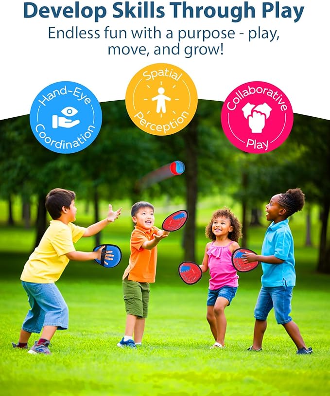 JoyCat Toss and Catch Ball Game Set,Kids Toddler Baseball Glove,Beach Yard Outdoor Games,Sports&Outdoor Play Kids Toys for Family,Birthday for Ages 3 4 5 6 7 8-12 Year Old Boys Girl
