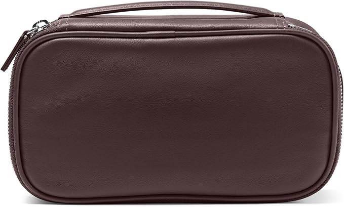 Leatherology Brown Nested Travel Organizer Trio – 3-Piece Leather Packing Set with Mesh Pocket, Elastic Loops & Water-Resistant Lining – Compact Storage for Tech, Toiletries & Travel Essentials