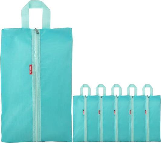 6pcs Portable Shoe Organizer, Travel Pouches with Zipper, Golf Shoe Bags, Clothes Bags, Soccer Cleats Bag Shoe Pouch for Gym, Waterproof, Odor-Resistant (Blue)