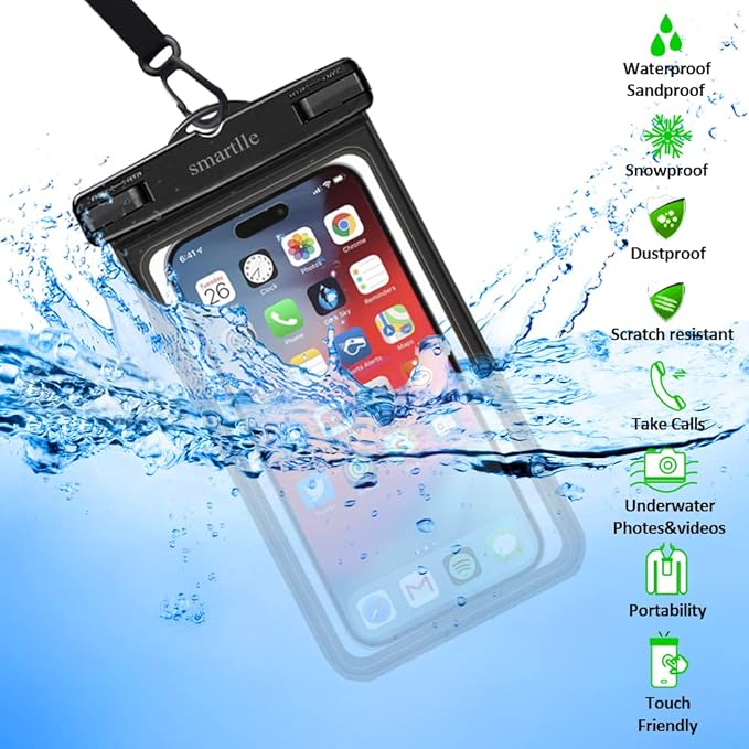 Waterproof Phone Pouch Case - 2 Pack, Cell Phone Dry Bag for iPhone 14 13 12 11 Pro Max XS Plus XR, Galaxy S23 S22 S21, IPX8 Waterproof Phone Holder for Vacation Underwater Beach Necessities