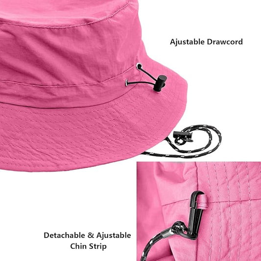 woogwin Waterproof Bucket Rain Hat with Chin Strap Quick Dry Packable Boonie Sun Hat Safari Hat UV Protection
