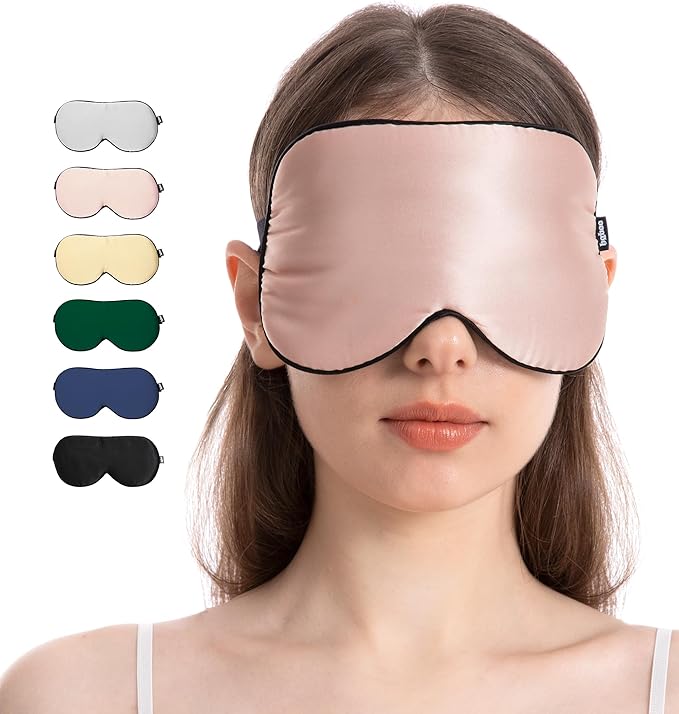 Luxury Pure Silk Sleep Mask | 100% Natural Mulberry Silk | Double-Sided Softness | Adjustable Strap & Full Light Blocking | Perfect for Travel, Office Naps & Nighttime Sleep (Pink)