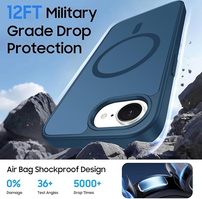 Ntwinro Magnetic for iPhone 16e Case (Compatible with MagSafe) with Detachable Wallet & Card Holder for 3 Cards [RFID Blocking] Military Grade Protective Slim Phone Cover, Deep Blue