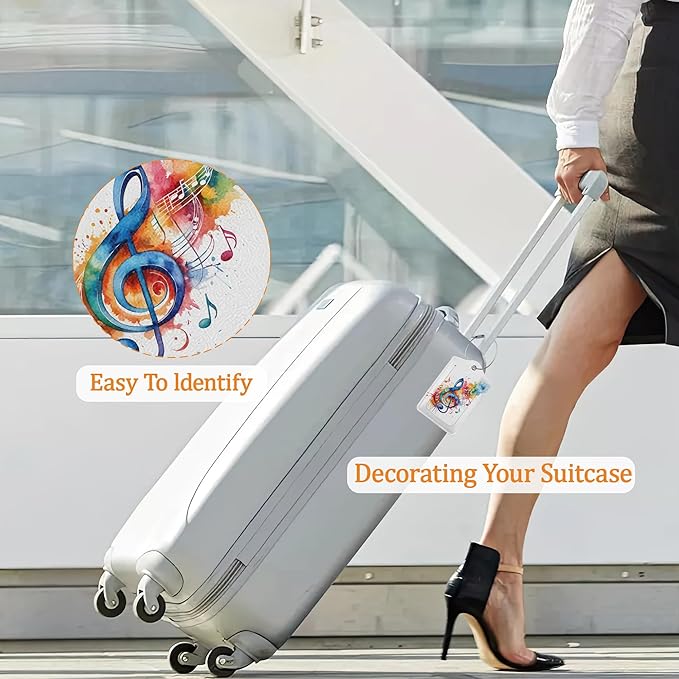 Colorful Note 3 Pack Luggage Tag for Suitcase, Leather Bag Tags with Privacy Cover ID Label and Durable Steel Loop for Cruise Airport Travel