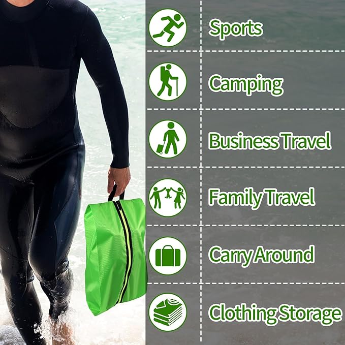 Shoe Bags for Travel - Set of 3 Pack Large Capacity Oxford Fabric Shoe Bags, Multi-Functional Dust-Proof and Waterproof Men & Women Travel Shoe Bag(Emerald Green)