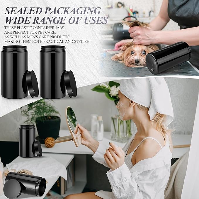 SATINIOR 12 Pack 32 oz Plastic Container Jars with Lids Round Clear Travel Cosmetic Container Slime Jar for Toiletries, Lotion, Cream, Ointment, Makeup, Rhinestone, Sample, Kitchen Storage(Pure Black)