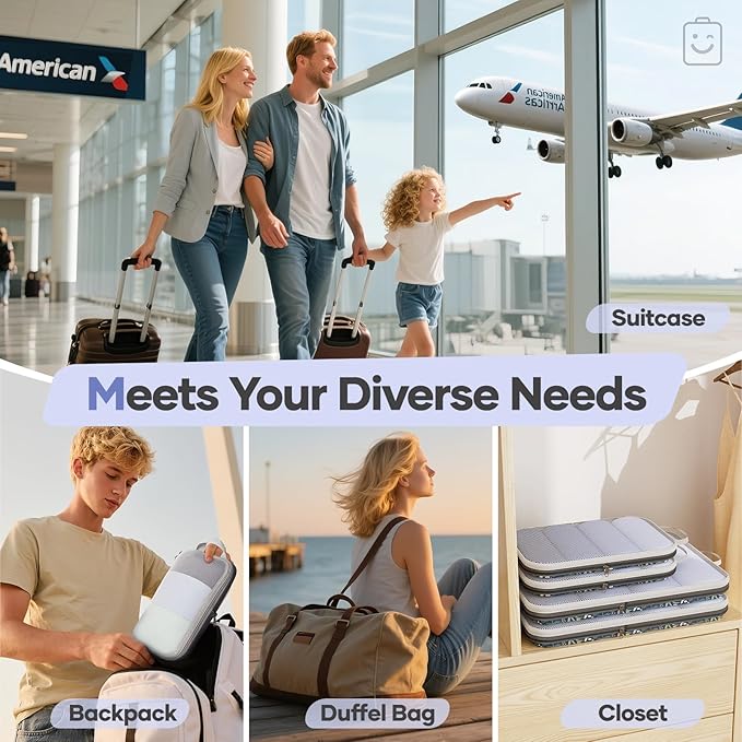 Veken 11 Set Compression Packing Cubes for Travel Essentials,Compressible Expandable Large Luggage Suitcase Organizer Bags for Clothing,Durable Space Saver Storage Bags(Dark Blue Floral)