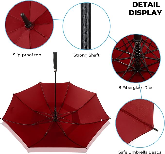 ZDSSM Automatic Open Golf Umbrella, 54/62/68/72 inch Extra Large Oversize Double Canopy Vented Stick Umbrellas, Windproof Waterproof Umbrella for Men And Women