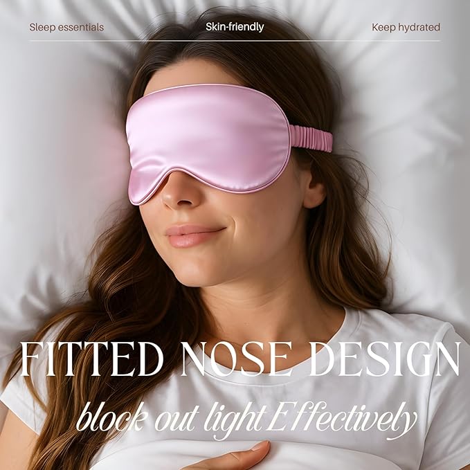 Silk Satin Sleeping Eye Mask, Light Purple Sleep Eye Mask Night Blindfold for Women and Men, Soft Breathable Blackout Eyeshade Eye Cover for Travel, Wedding Bridesmaid Gift