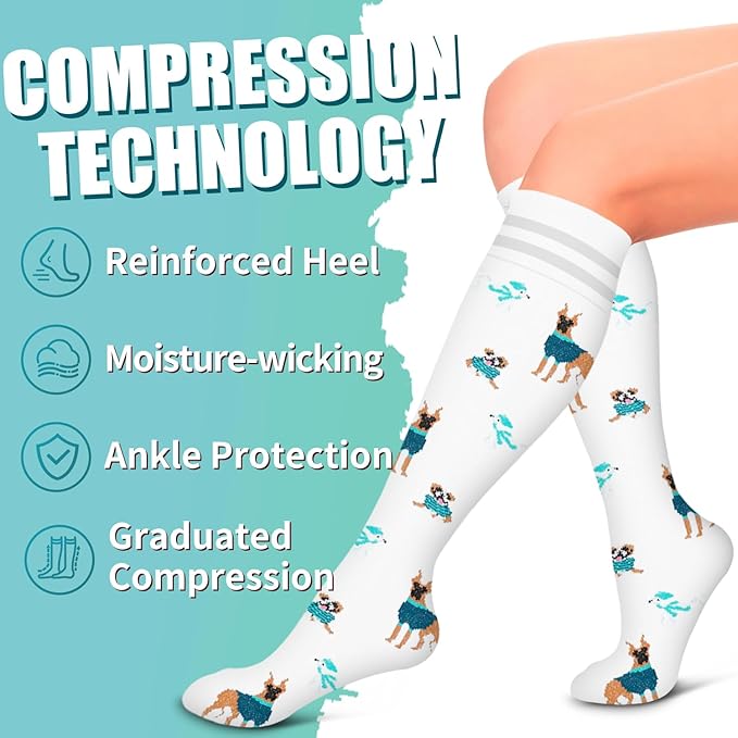 Laite Hebe Compression Socks for Women & Men Circulation(6 pairs)-Graduated Supports Socks for Running, Athletic Sports