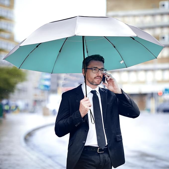 G4Free 42/46/54/62 Inch Large Golf Umbrella Compact Reverse Travel Umbrella 10 Ribs Windproof for Rain Double Canopy Automatic Open Close