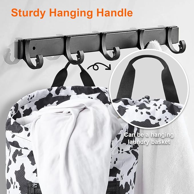 Femuar Laundry Bag Backpack Durable Laundry Bag with Shoulder Straps and Mesh Pockets Portable Laundry Dirty Clothes Hamper Bag for College Dorm (Cow Print)