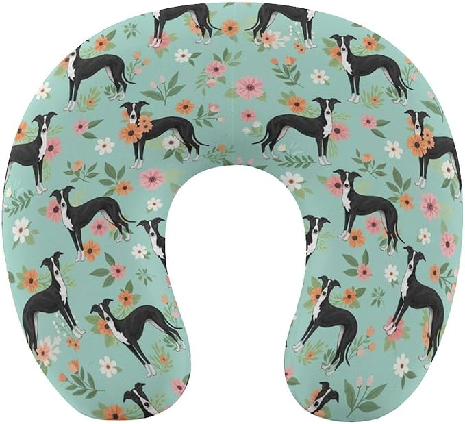 Premium Memory Foam Travel Pillow, Italian Greyhound U-Shaped, Head Support U-Shape for Bus Airplane Restful Sleep, Washable Breathable Cover